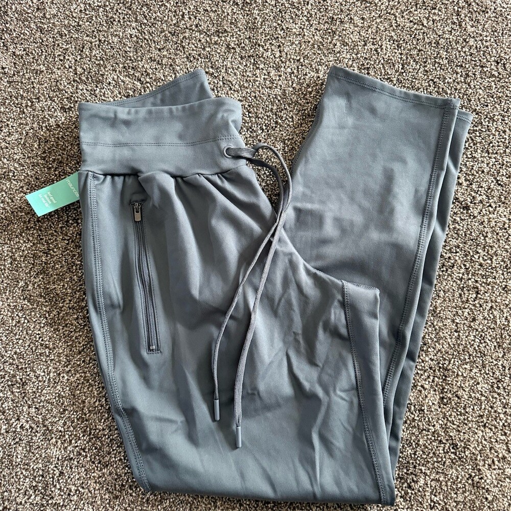 maurices High Rise Jogger Pants Womens Size S Gray/blue Solid Zip Pockets